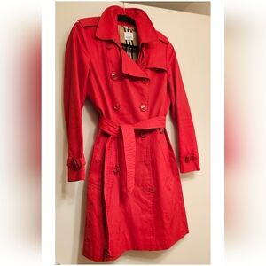 Burberry Elegant Red Double-Breasted Trench Coat